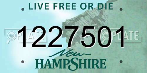 1227501 New Hampshire License Plate