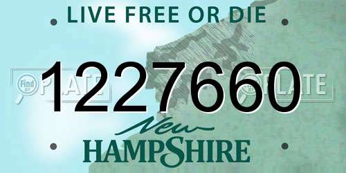 1227660 New Hampshire License Plate