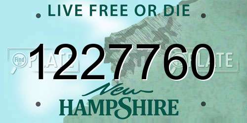 1227760 New Hampshire License Plate