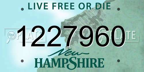 1227960 New Hampshire License Plate