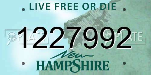 1227992 New Hampshire License Plate