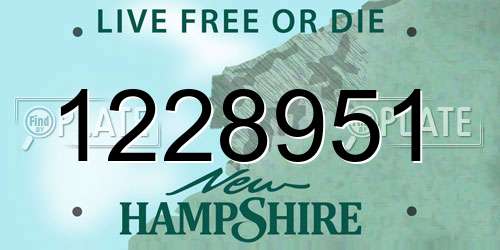 1228951 New Hampshire License Plate
