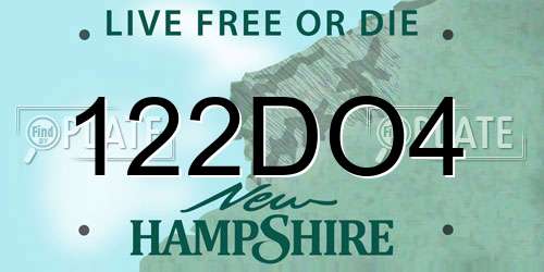 122DO4 New Hampshire License Plate