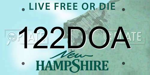 122DOA New Hampshire License Plate