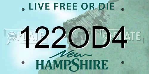 122OD4 New Hampshire License Plate