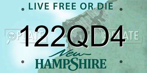 122QD4 New Hampshire License Plate