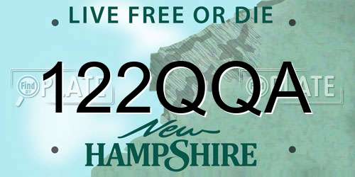122QQA New Hampshire License Plate