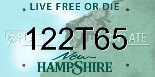 122T65 New Hampshire License Plate