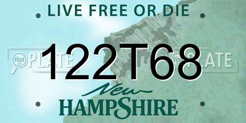 122T68 New Hampshire License Plate
