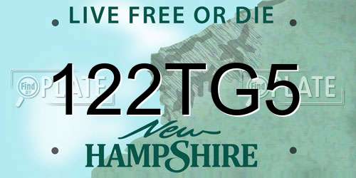 122TG5 New Hampshire License Plate