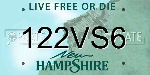 122VS6 New Hampshire License Plate