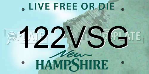 122VSG New Hampshire License Plate