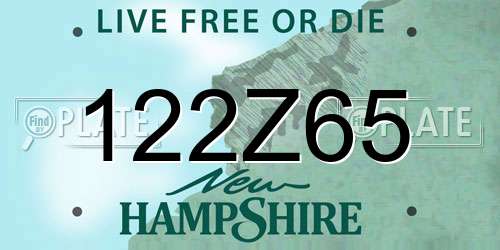 122Z65 New Hampshire License Plate