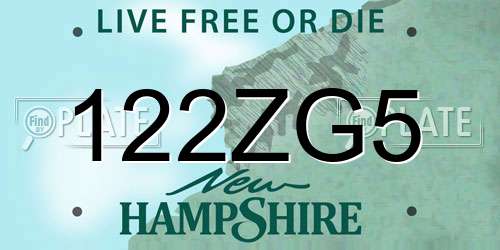 122ZG5 New Hampshire License Plate