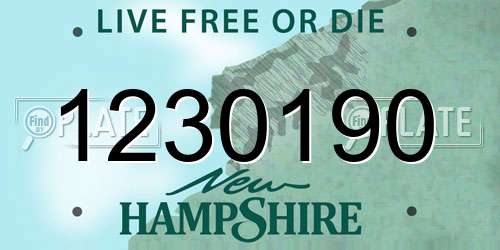 1230190 New Hampshire License Plate