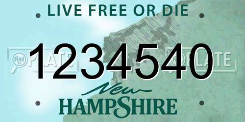 1234540 New Hampshire License Plate