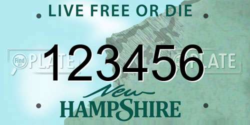 123456 New Hampshire License Plate