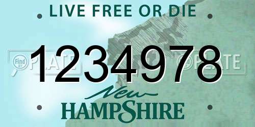 1234978 New Hampshire License Plate