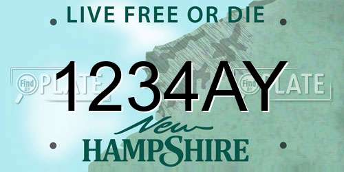 1234AY New Hampshire License Plate