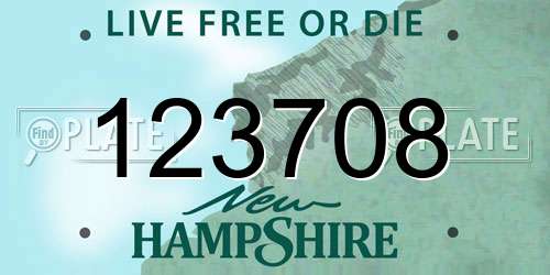 123708 New Hampshire License Plate