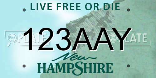 123AAY New Hampshire License Plate