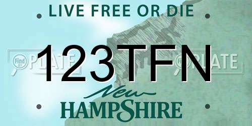 123TFN New Hampshire License Plate