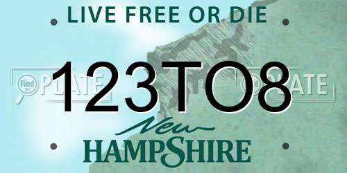 123TO8 New Hampshire License Plate