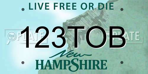 123TOB New Hampshire License Plate