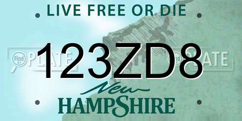 123ZD8 New Hampshire License Plate