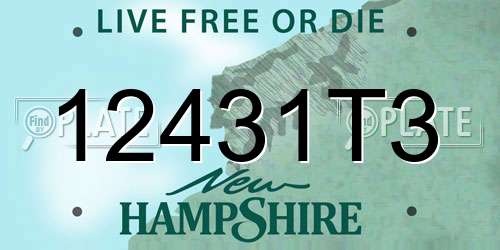 12431T3 New Hampshire License Plate