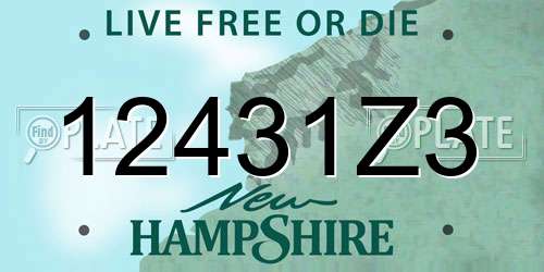 12431Z3 New Hampshire License Plate