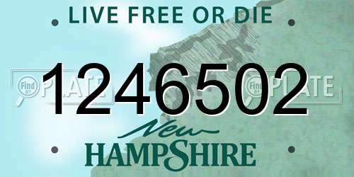1246502 New Hampshire License Plate