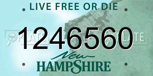 1246560 New Hampshire License Plate