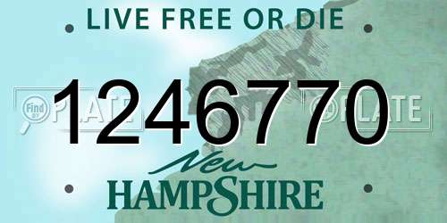 1246770 New Hampshire License Plate