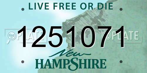 1251071 New Hampshire License Plate