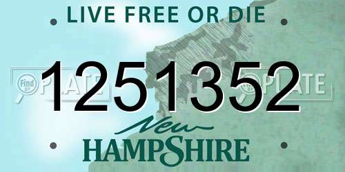 1251352 New Hampshire License Plate