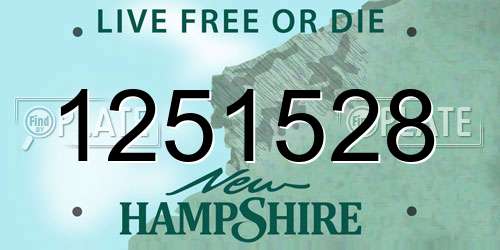 1251528 New Hampshire License Plate