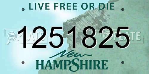 1251825 New Hampshire License Plate