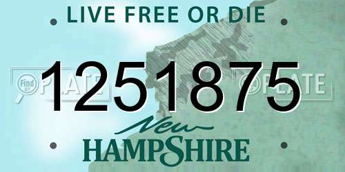 1251875 New Hampshire License Plate