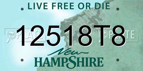 12518T8 New Hampshire License Plate