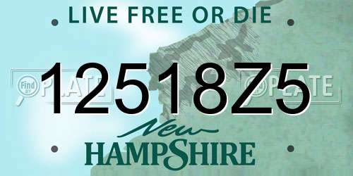 12518Z5 New Hampshire License Plate