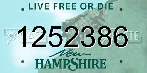 1252386 New Hampshire License Plate