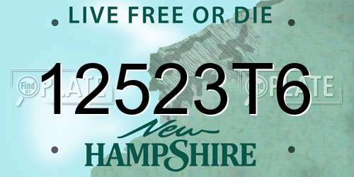 12523T6 New Hampshire License Plate
