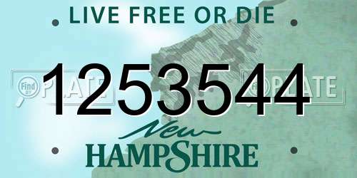 1253544 New Hampshire License Plate