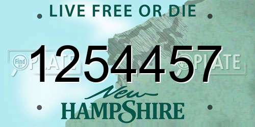 1254457 New Hampshire License Plate