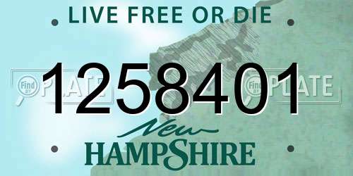 1258401 New Hampshire License Plate