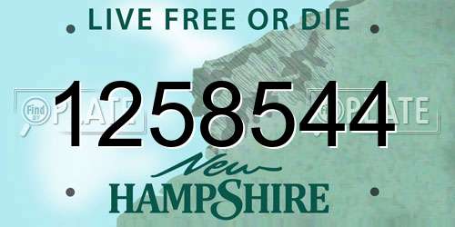 1258544 New Hampshire License Plate
