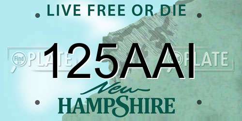 125AAI New Hampshire License Plate
