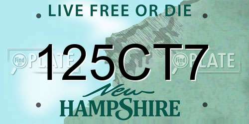 125CT7 New Hampshire License Plate