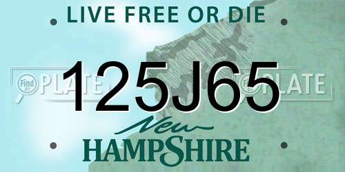 125J65 New Hampshire License Plate